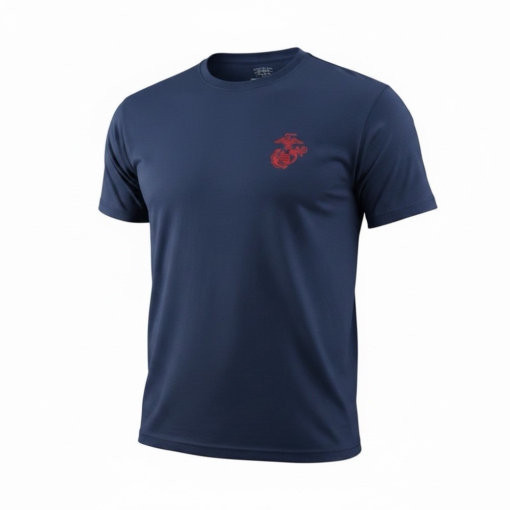 Marines Mens Medium Small Dri-Fit T-shirt USA Military Navy Blue M